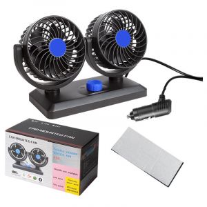 Ventilateur de voiture rotatif à 360 degrés - Ventilateurs électriques à double tête à 2 vitesses 12 V CC