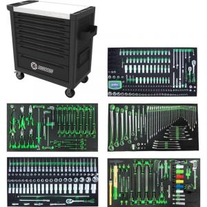 COMPETITION Servante d'atelier avec 8 tiroirs et 434 outils d'excellente qualit&eacute;