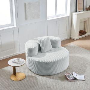 Fauteuil pouf rond 112&times;105&times;59 cm &mdash; bean bag adulte/enfant, mousse haute densit&eacute;, velours gris