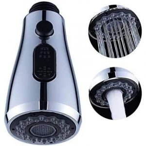 Waterdrops Douchette R&eacute;tractable Evier Robinet Cuisine Avec Bouton Stop 2 Types de Jet Pro T&ecirc;te Universelle Pour Mitigeur WC Robinet Salle de Bain