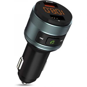 Transmetteur fm, Transmetteur d'autoradio qc 3.0 Adaptateur de radio fm Bluetooth sans fil pour voiture avec deux chargeurs usb Prise en charge d'une