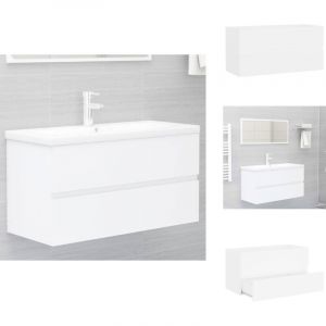 Vidaxl - Armoire d'&eacute;vier Blanc 90x38,5x45 cm Bois d'ing&eacute;nierie - Meuble De Salle De Bain - Armoire Lavabo - Rangement Salle De Bain - Meuble Vasque