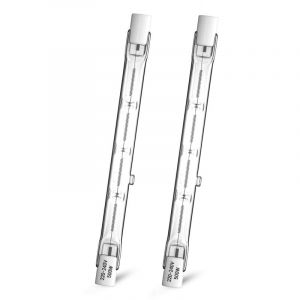 Lot de 2 R7s Ampoule Halog&egrave;ne Crayon 500W 118mm, Ampoule Halog&egrave;ne Dimmable Blanc Chaud 2800K, T3 J118 Ampoule Projecteur Lin&eacute;aire &agrave; Double Extr&eacute;mit&eacute;,