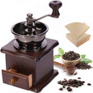 Moulin &agrave; caf&eacute; manuel avec 100 pi&egrave;ces filtre &agrave; caf&eacute; en bois Vintage Antique en c&eacute;ramique moulin &agrave; caf&eacute; &agrave; manivelle moulin &agrave; caf&eacute; classique moulins &agrave;