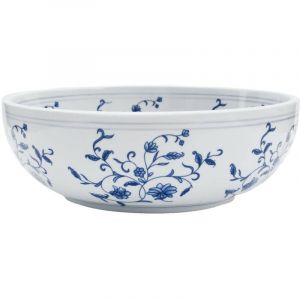 Vasque &agrave; poser Lavabo，&Eacute;vier &agrave; poser，Bac &agrave; laver blanc et bleu rond &Phi;41x14 cm c&eacute;ramique CFW84980