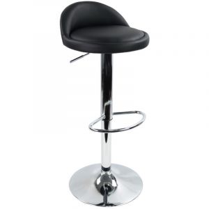 Tabouret de bar r&eacute;glable en hauteur et rotatif &ndash; Cuir synth&eacute;tique noir &ndash; Hauteur d'assise de 59,5 &agrave; 80 cm &ndash; Rotation 360&deg; &ndash; Kktoner