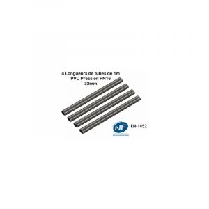 Lot de 4 Barres Tuyau Rigide Tube pvc Pression PN16 32mm : Longueur 1m