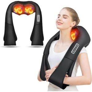Masseur Cervical, Massage Dos et Cou Épaules avec Chauffage,Appareil de Massage Shiatsu Électrique ur Massager Nuque Cervicales Epaule，Cadeaux Pour