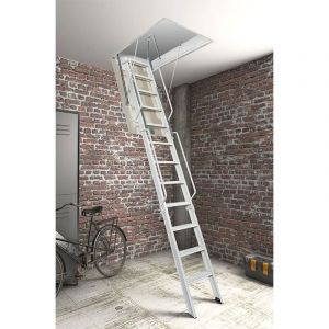 Echelle Direct - Echelle escamotable acier 4,46 &agrave; 4,55m - Tr&eacute;mie 180 x 90 cm - ACITRE/180-90-455