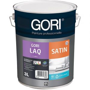Peinture acrylique murs, plafonds et menuiseries int&eacute;rieures GORILAQ SATIN, blanc cr&egrave;me 9001, bidon de 1 litre - Gori