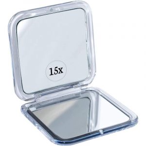 Miroir Grossissant X15 pour Sac &agrave; Main - Petit et Pliable pour Tenir dans la Poche - Miroir de Voyage pour Maquillage (Argent&eacute;)