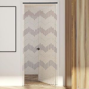 Rideau de porte en perles de bois - Protection contre les mouches - 31 brins - Avec design circulaire - Pour v&eacute;randa, porte - 220 x 90 cm