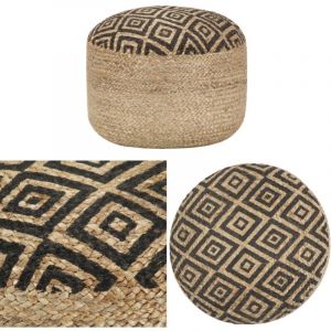 Pouf fait à la main Noir 45 x 30 cm Jute - Pouf - Repose-pied - Mobilier D'intérieur - Déco Intérieure - Design Moderne - Home & Living