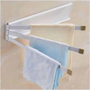 Porte-Serviettes Salle De Bain avec 3 Bras, Barres De Serviette 180&deg;rotatives Plier Aluminium, Porte Serviette Murale S&egrave;che-Serviettes pour