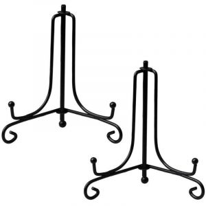 Pr&eacute;sentoir en fer, lot de 2 supports pour assiettes de 10 cm (4 pouces), noir, d&eacute;coratif, chevalet, pour cadres photo et affiches