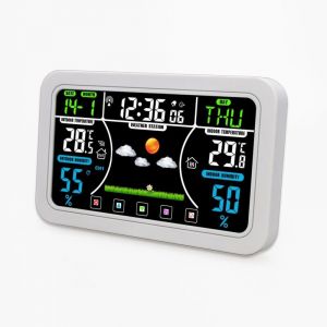 Station m&eacute;t&eacute;o,Station M&eacute;t&eacute;o Int&eacute;rieur Ext&eacute;rieur Sans Fil -thermometre interieur exterieur, &eacute;quip&eacute; de capteurs ext&eacute;rieurs, barom&egrave;tre, radio-r&eacute;veil DCF