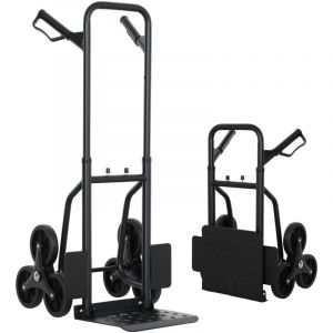 Diable d'escalier pliable 120 kg 6 roues, diable demenagement en acier avec cordes t&eacute;lescopiques, 44x38x106,5cm, noir