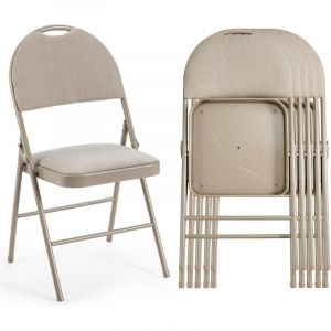 Relax4life - Lot de 4 Chaise Pliante, Chaise Visiteur Pliable avec Siège Rembourré, Chaise de Conférence Empliable en Métal, Tissu Doux, Poignée,