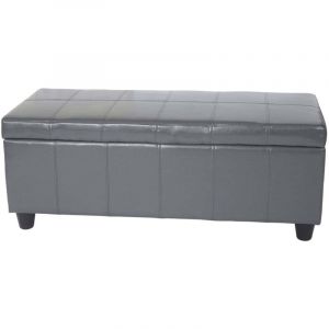 HHG - jamais utilis&eacute;] Banquette Kriens, coffre, banc, cuir + similicuir, 112x45x45cm, gris