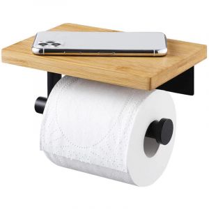 Vtizikl Porte Papier Toilette,Support Porte Papier Toilette avec Etag&egrave;re en Bambou Plateau,Derouleur Papier Toilette Murale,Porte Rouleau