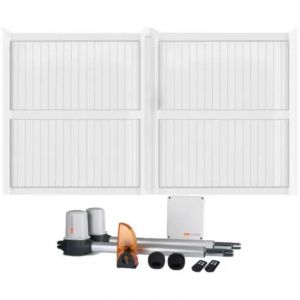 Gefradis - Portail battant &eacute;lectrique pvc blanc avec moteur Sentinel h 180 x l 350 gu&eacute;rande