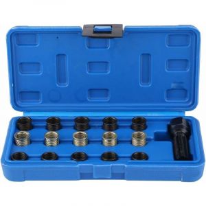 Qersta - Kit de Réparation de Filetage de Bougie d'Allumage - Ensemble de 16 Pièces M14 x 1,25 mm avec Capuchons de Bougie d'Allumage M14 x 1,25