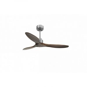 Purline - Tenerife de KlassFan - Super destratificateur et ventilateur dc 132 cm Chrome pales bois sombre sans Lumi&egrave;re 25 &agrave; 40 m&sup2;