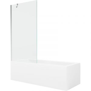 Mexen - Cubik baignoire rectangulaire 150 x 70 cm avec tablier et paroi 1-porte 90 cm, transparent, chrome - 550315070X9509000001