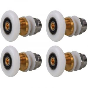 Roulettes Porte de Douche 23mm, Roulette Porte Coulissante Douche en Laiton 4 Pi&egrave;ces pour Rouleau pour Remplacement de Douche Coulissante Verre Porte