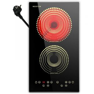 Plaque VItroc&eacute;ramique 2 Feux Encastrable, NOXTON Plaque de Cuisson Electrique 2 feux, 3000W, Plaque Deux Feux Vitroc&eacute;ramique avec Prise, Minuterie,