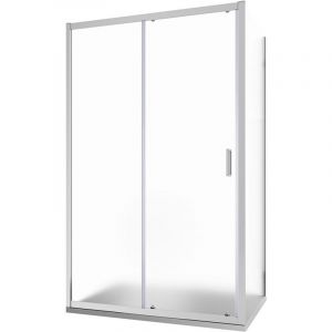 Cabine de douche 120x70cm Porte coulissante et paroi fixe Profil&eacute;s en aluminium chrom&eacute; Verre moul&eacute; 6 mm h185 - R&eacute;versible Mod. Tonga