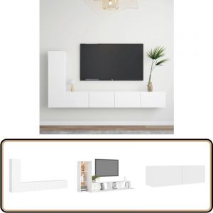 Vidaxl - Ensemble de meubles tv 3 pcs Blanc Bois d'ing&eacute;nierie - Meuble Tv Suspendu - Meuble Tv Blanc - Ensemble Meuble Tv - Armoire Hifi - Rangement