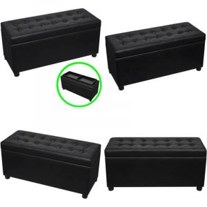 Vidaxl - Pouf de rangement Cuir synthétique Noir - Pouf De Rangement - Ottoman - Meuble De Salon - Banc Coffre - Rangement Décoratif - Home & Living