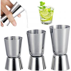 3 Pi&egrave;ces Doseur Cocktail,Cocktail Jigger-Acier Inoxydable,Doseur Alcool,Verre Doseur Cocktail,Doseur &Agrave; Alcool Double,30 Ml,40 Ml,50 Ml,Mesure De