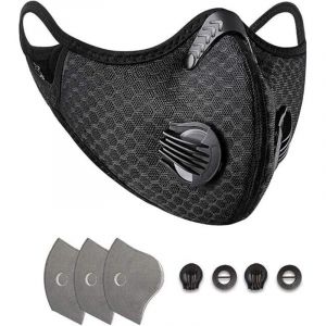 (noir) Masque de sport demi visage coupe vent pour v&eacute;lo, protection contre la poussi&egrave;re, le froid et la pollution avec filtre &ndash; Id&eacute;al pour le ski, le