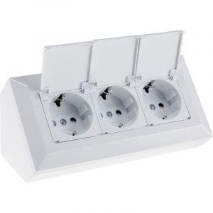 Bloc multiprise CHILITEC 23930, 3 prises, avec volets de protection, 250V/16A, blanc