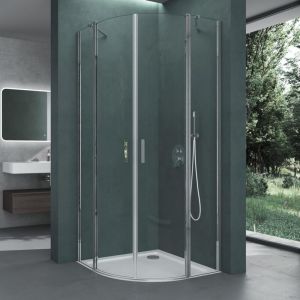 Mai&mai - Cabine de Douche 90X90cm Ronde avec Deux Portes Paroi de Douche en Quart de Cercle Montage R&eacute;versible Verre Transparent esg Nano sans