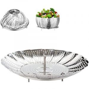 Panier Vapeur Inox, 9'' Cuit Vapeur Inoxydable pour Autocuiseur, Panier pour Cuire &agrave; la Vapeur, Fleur Marguerite Cuisson Vapeur, Pliable Vegetable
