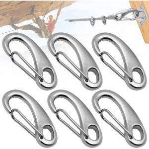 6 Pi&egrave;ces 304 Mousqueton en INOX,Mousqueton INOX 50mm, Mousqueton en Forme d'oeuf,Mousqueton a Ressort en Acier Inoxydable,Mousqueton Escalade,pour