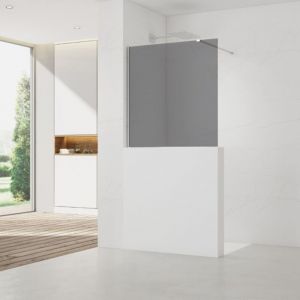 Swiss Aqua Technologies 120x100 cm Walk-In paroi de douche fixe &agrave; l'italienne, verre fum&eacute; Easy Clean, pour cloison abaiss&eacute;e (SATWIS120KS)