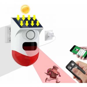 Sir&egrave;ne dalarme stroboscopique Solaire Sir&egrave;ne dalarme ext&eacute;rieure avec t&eacute;l&eacute;commande et capteur de Mouvement Sir&egrave;ne de s&eacute;curit&eacute; sonore 120 db IP67