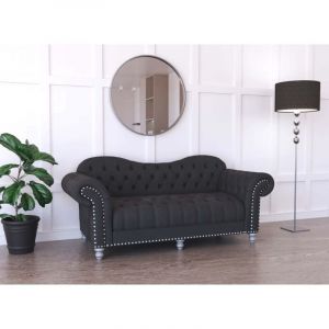 Deco In Paris - Canapé 3 places chesterfield courbé en velours noir et pieds en