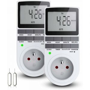 Phasat - Prise Programmable Digitale, Minuterie Numérique Journalier/Hebdomadaire, Programmateur Prise Electrique avec Ecran lcd et Mode Aléatoire