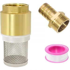 1" Vanne Non Retour Pompe, Crepine Pompe, Clapet Anti Retour 1 Pouce, Cr&eacute;pine Aspiration, avec Raccord Filet&eacute; M&acirc;le 1" et Ruban Brut, pour Pompe Eau,