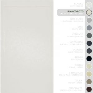 Soulbath - Receveur de Douche Ultra-Plat Antid&eacute;rapant &ndash; R&eacute;sine Gel Coat - Texture Lisse/Pierre &ndash; blanc cass&eacute; - 90X70 - Grille int&eacute;gr&eacute; m&ecirc;me couleur