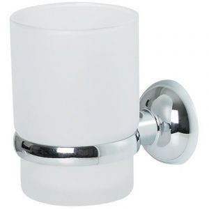 Gobelet &agrave; fixer Verre & Acier chrom&eacute; CAMPAGNE Opaque Spirella