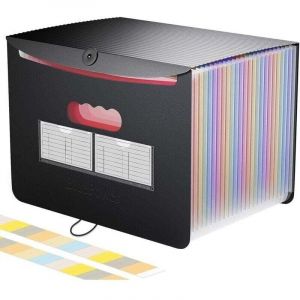 Trieur Accordeon A4 24 Compartiments avec Couvercle,Rangement Papier Administratif, Range Document Trieur Pochette à Soufflet, Valisette Organisateur