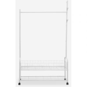 Chariot porte-manteau sur roulettes en m&eacute;tal Lamy Plus - Blanc