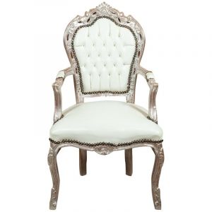 Chaise de cuisine en bois Chaise salle à manger 60x105x60 cm Fauteuil rembourré Chaises avec accoudoirs Chaises de salon Baroque