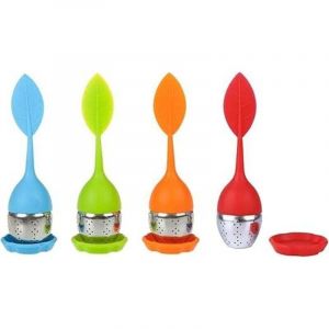 4pcs Infuseur de Thé, Feuilles de Thé Infuseur, Filtre Diffusseur, Passoire a Thé à Forme de Feuille de Thé, Infuser à Thé Silicone, Infuseur à Thé